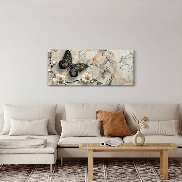 Slika - Mramorna pozadina s leptirima (120x50 cm)