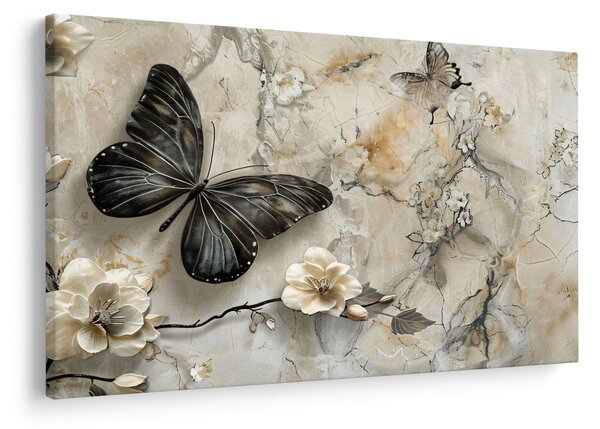 Slika - Mramorna pozadina s leptirima (90x60 cm)