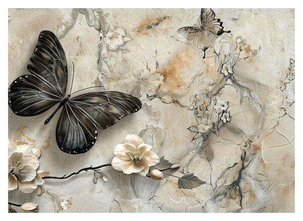 Slika - Mramorna pozadina s leptirima (70x50 cm)