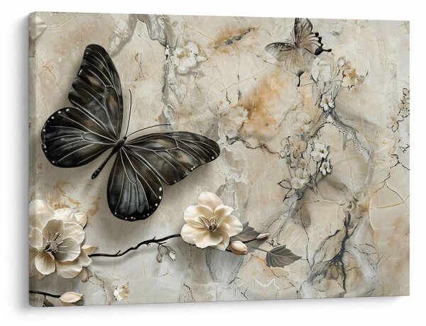 Slika - Mramorna pozadina s leptirima (70x50 cm)