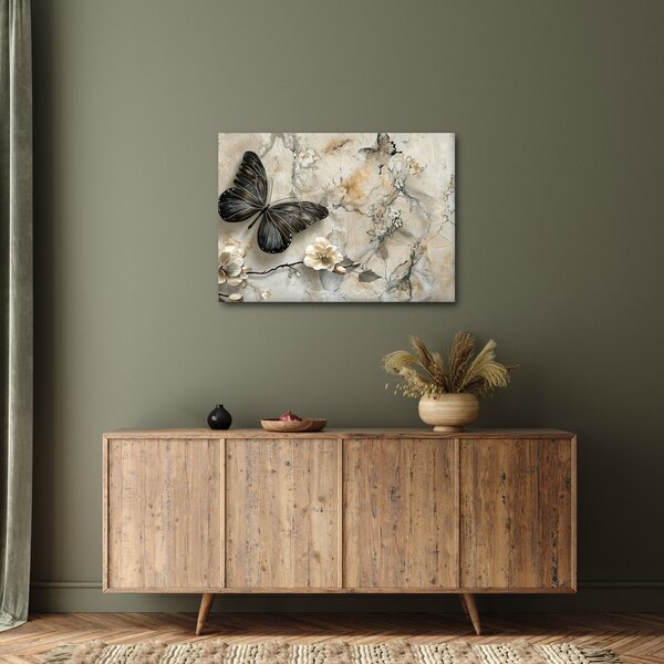 Slika - Mramorna pozadina s leptirima (70x50 cm)