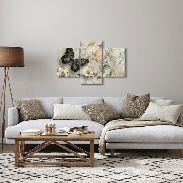 Slika - Mramorna pozadina s leptirima (90x60 cm)