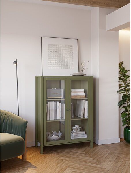 Zelena vitrina od masivnog bora 90x120x40 cm Alessandra – Marckeric