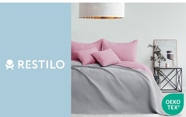 Ružičasti/svijetlo sivi prošiven prekrivač od mikrovlakana 220x240 cm Softa – Restilo