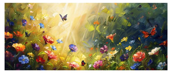 Slika - Proljetna cvjetna livada, slika (120x50 cm)