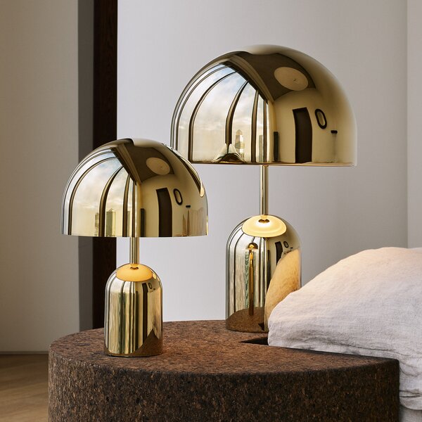 Stolne Lampa Tom Dixon, Bell, prigušiv, Zlato / mjed, Dnevna soba, Metal, Dizajn