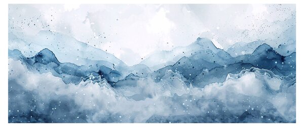 Slika - Oblaci i valovi, akvarel (120x50 cm)