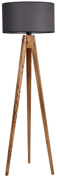 Crna/u prirodnoj boji stojeća svjetiljka s tekstilnim sjenilom (visina 153 cm) Tripod – Opviq lights
