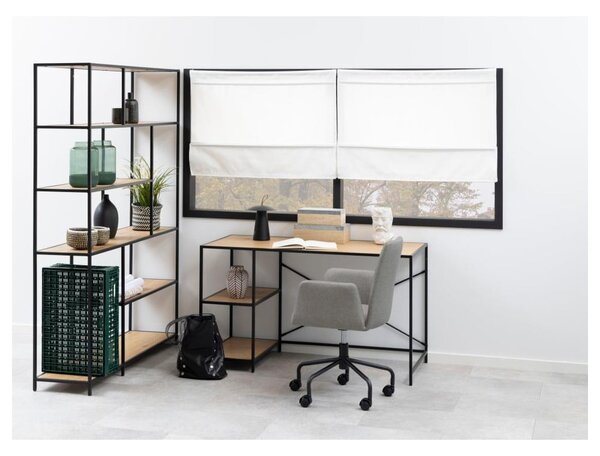 Crna/u prirodnoj boji biblioteka u dekoru hrasta 135x185 cm Seaford – Actona