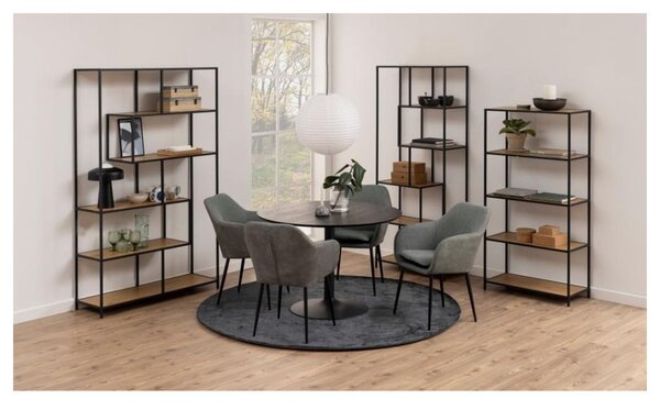 Crna/u prirodnoj boji biblioteka u dekoru hrasta 114x185 cm Seaford – Actona