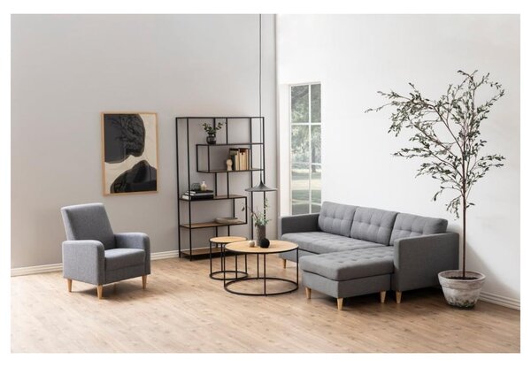 Crna/u prirodnoj boji biblioteka u dekoru hrasta 114x185 cm Seaford – Actona