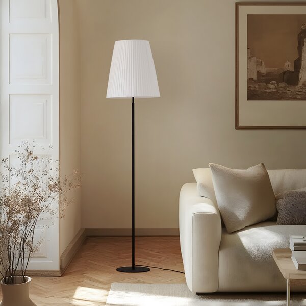 Podne Lampa Lindby, Virelle, Bijela, Dnevna soba, Tkanina / tekstil, Moderan