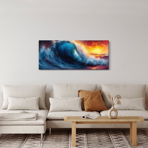 Slika - Val u zalasku sunca (120x50 cm)