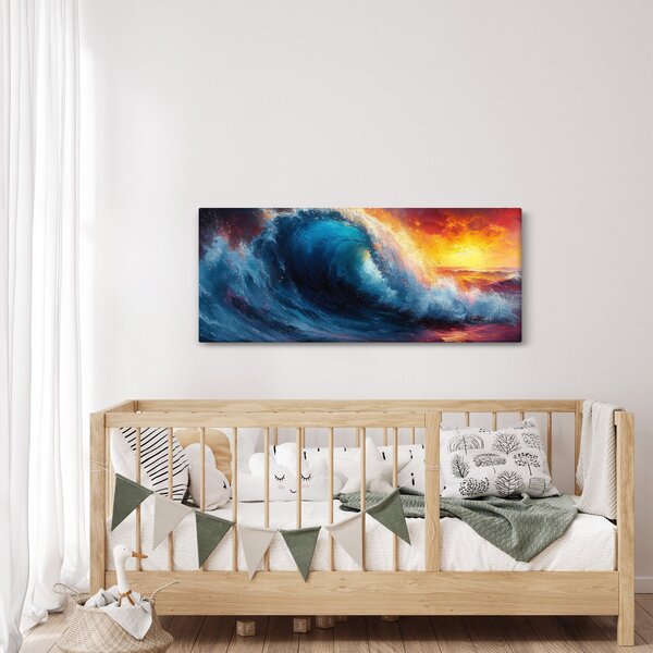 Slika - Val u zalasku sunca (120x50 cm)