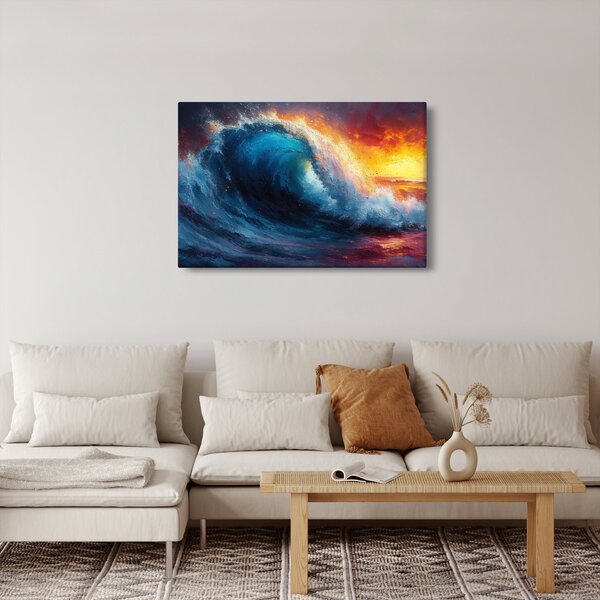 Slika - Val u zalasku sunca (90x60 cm)