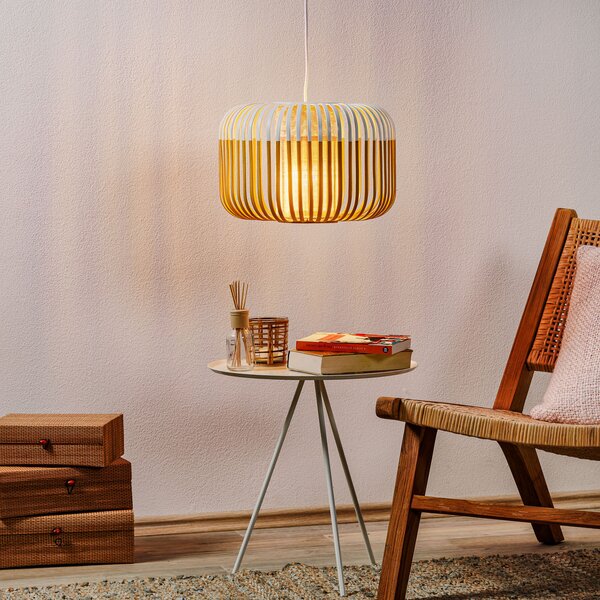 Viseće Svjetiljka Forestier, Bamboo Light S, prigušiv, Bijela, Dnevna soba, Bambus, Dizajn
