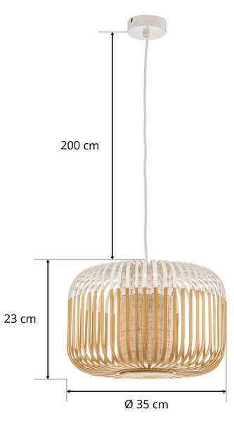 Viseće Svjetiljka Forestier, Bamboo Light S, prigušiv, Bijela, Dnevna soba, Bambus, Dizajn