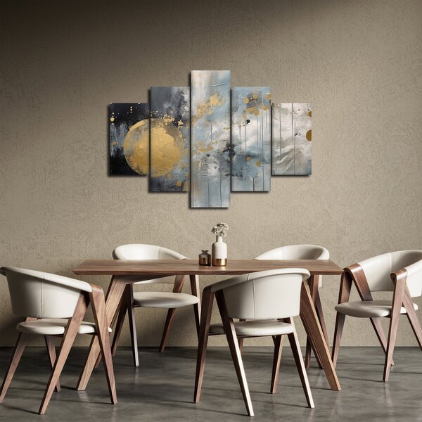 Slika - Apstrakcija sa zlatnom loptom (150x105 cm)
