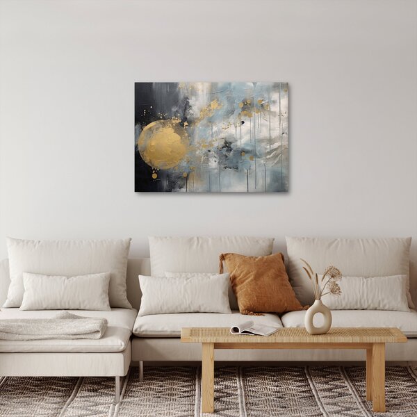 Slika - Apstrakcija sa zlatnom loptom (70x50 cm)