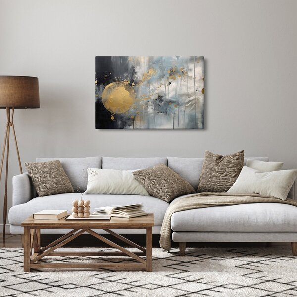 Slika - Apstrakcija sa zlatnom loptom (90x60 cm)