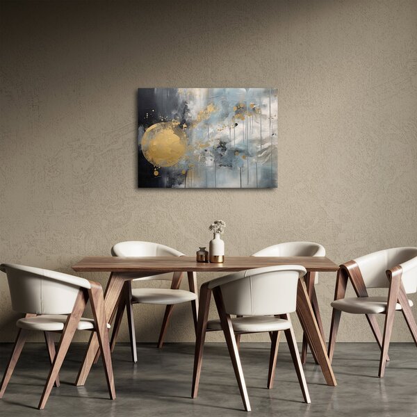 Slika - Apstrakcija sa zlatnom loptom (70x50 cm)
