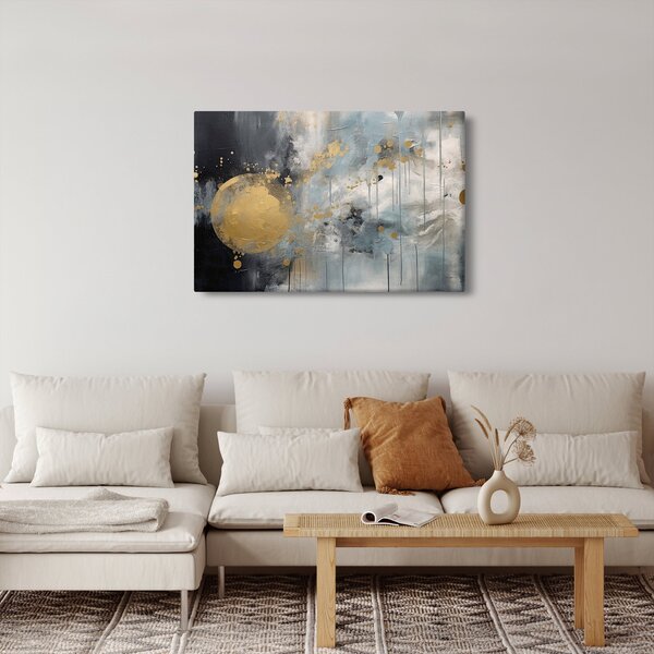 Slika - Apstrakcija sa zlatnom loptom (90x60 cm)