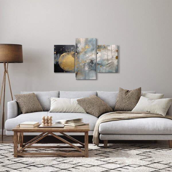 Slika - Apstrakcija sa zlatnom loptom (90x60 cm)