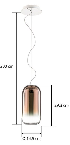 Viseće Svjetiljka Artemide, Gople Mini, prigušiv, Bronca / stari mesing, Dnevna soba, Staklo, Dizajn
