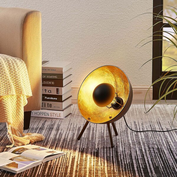 Stolne Lampa Lindby, Muriel, Crno, Dnevna soba, Metal, Moderan