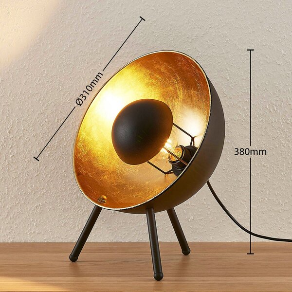 Stolne Lampa Lindby, Muriel, Crno, Dnevna soba, Metal, Moderan