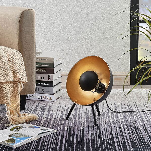 Stolne Lampa Lindby, Muriel, Crno, Dnevna soba, Metal, Moderan