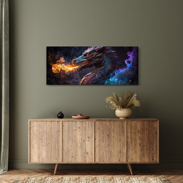 Slika - Zmaj bljuje plamen (120x50 cm)