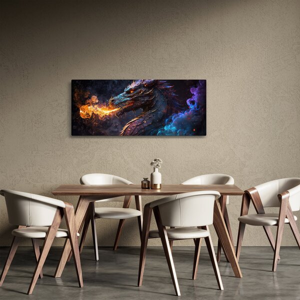 Slika - Zmaj bljuje plamen (120x50 cm)