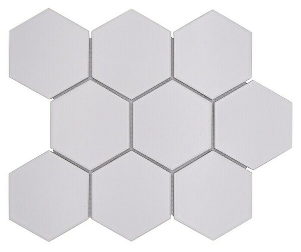 Mozaik pločica Hexagon Uni HX 105 (25,6 x 29,55 cm, Bijele boje, Mat)