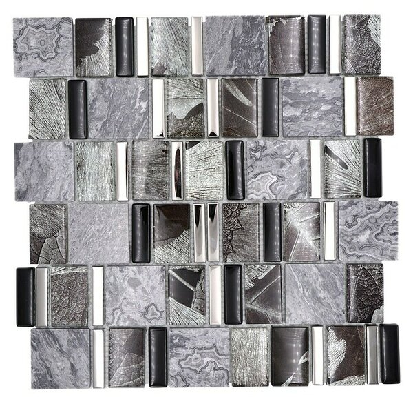 Mozaik pločica Crystal Mix XCM NIKO10 (29,8 x 29,8 cm, Sivo-crne boje, Sjaj)