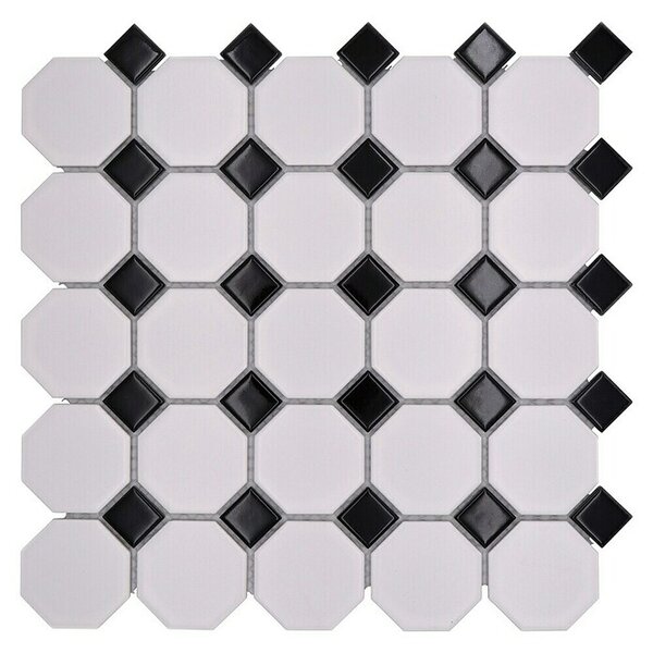 Mozaik pločica Octagon Octa G468 (29,5 x 29,5 cm, Bijelo-crno, Mat)