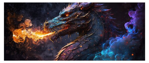 Slika - Zmaj bljuje plamen (120x50 cm)