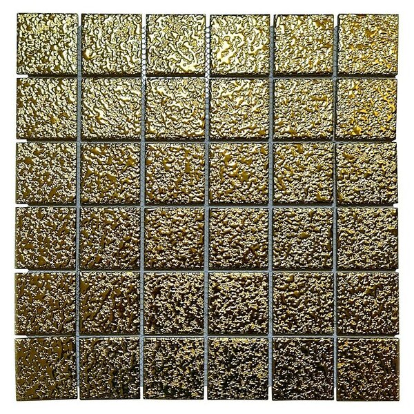 Mozaik pločica Uni GO 484 (30,6 x 30,6 cm, Zlatne boje, Sjaj)