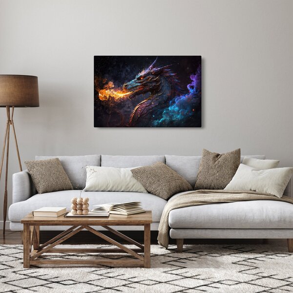 Slika - Zmaj bljuje plamen (90x60 cm)
