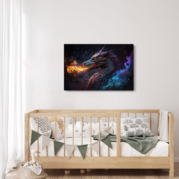 Slika - Zmaj bljuje plamen (90x60 cm)