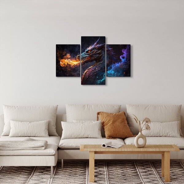 Slika - Zmaj bljuje plamen (90x60 cm)