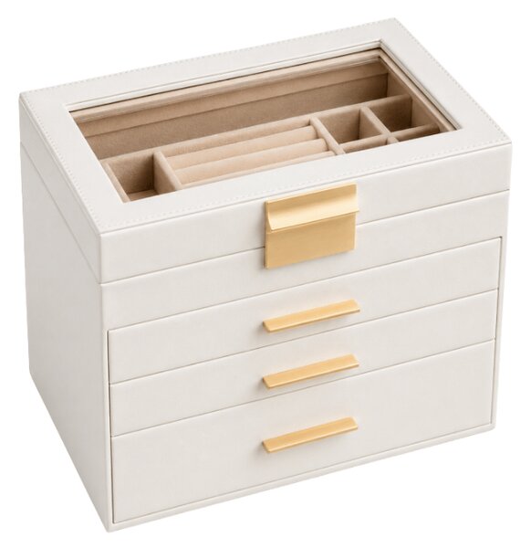 Kutija za nakit ELEGANT CASE 25,1x21,5x15,3 cm od eko kože, bež boje