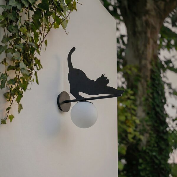 Vanjske Svjetiljka Lindby, Katti Cat, prigušiv, Crno, Balkon, Metal, Seoska kuća / rustikalni