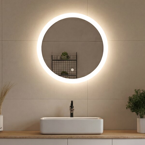 Okruglo LED osvetljeno ogledalo za kupatilo 60 cm s Dual color, Dodirni prekidač