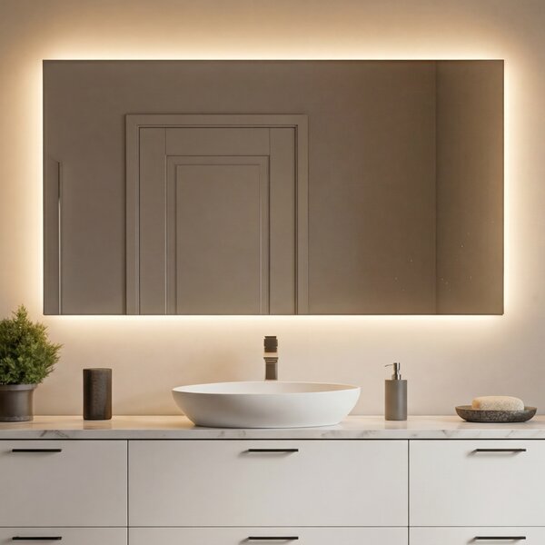 Ogledalo s LED rasvjetom 120x70cm s hladnim LED svjetlom 7000K, toplim svjetlom 3000K ili neutralnim svjetlom 4500K