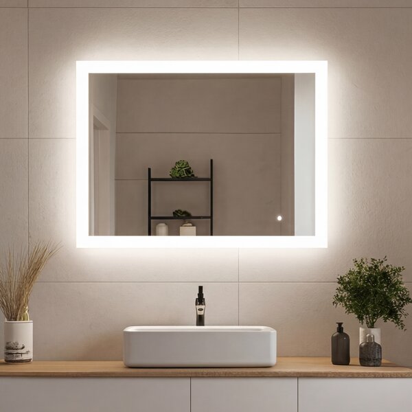 Pravokutno ogledalo za kupatilo s LED osvjetljenjem 80x60 cm s Dual color, Dodirni prekidač
