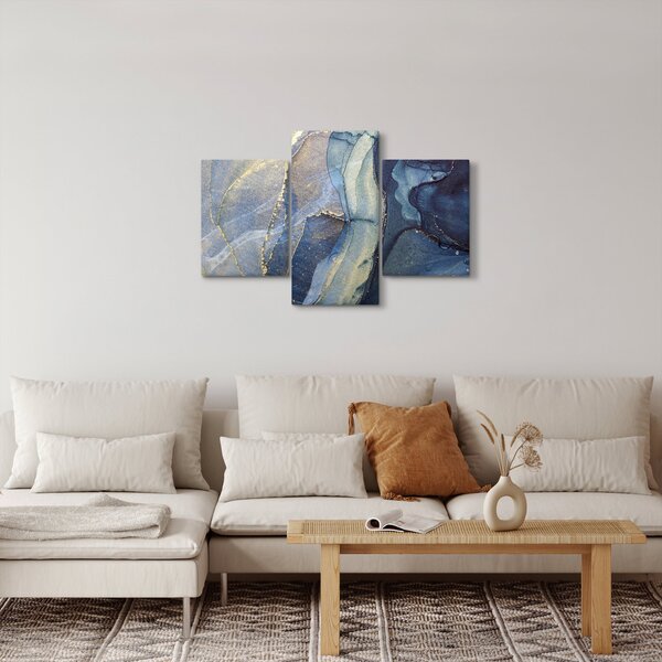 Slika - Apstrakcija s alkoholnom tintom (90x60 cm)