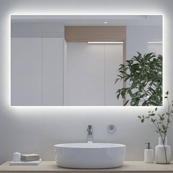 Pravokutno ogledalo za kupaonicu s LED osvjetljenjem 80x60/60x80 cm, dvobojno, dodirni prekidač, grijaća podloga