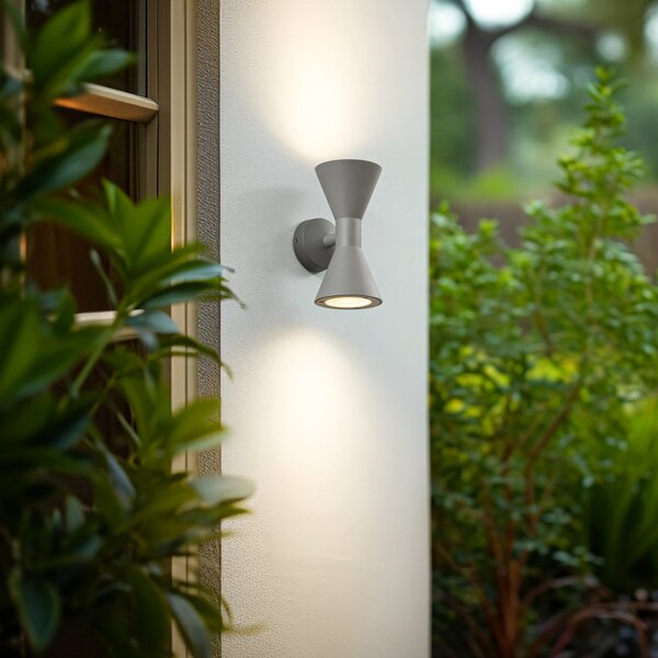 Vanjske Svjetiljka Lucande, Xalor, prigušiv, Sivo, Balkon, Aluminij, Moderan