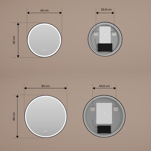 Okruglo LED ogledalo u zlatnom aluminijskom okviru